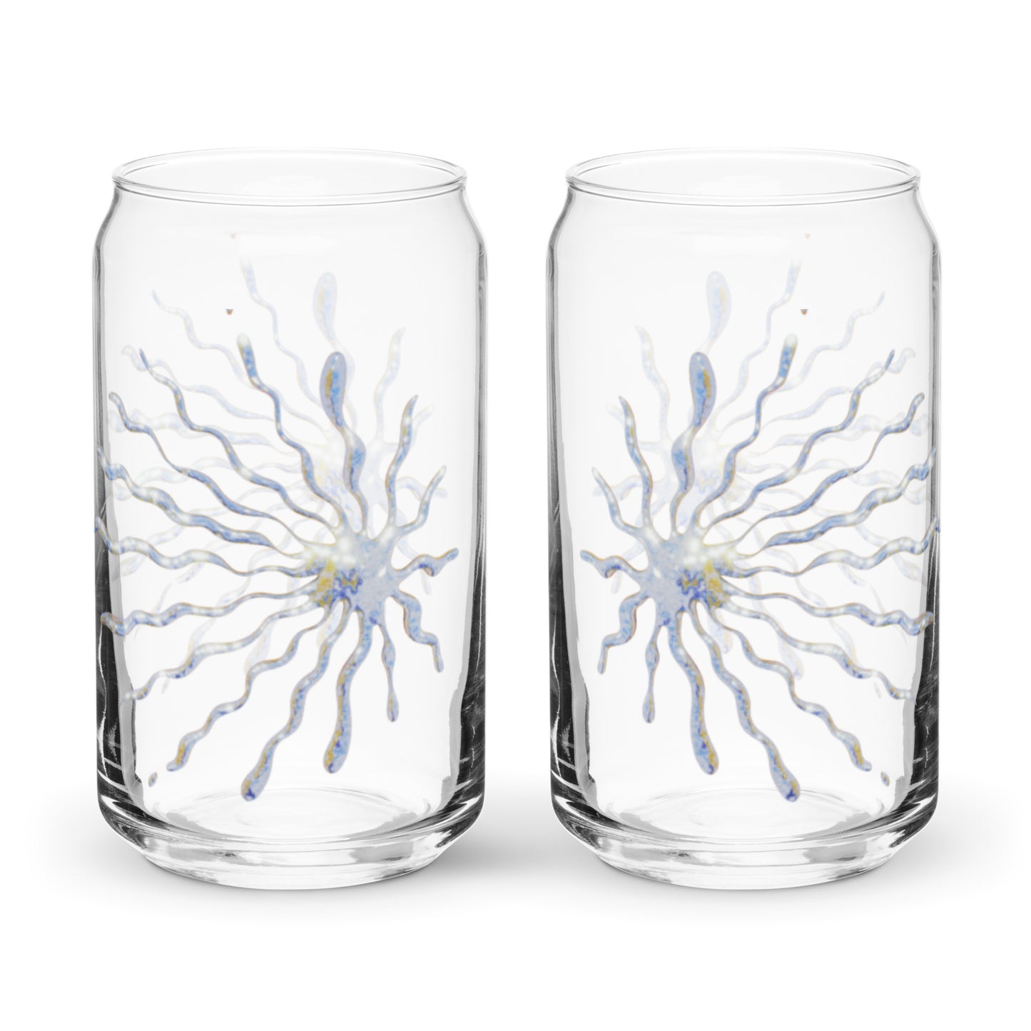 Can-shaped glass / printed on