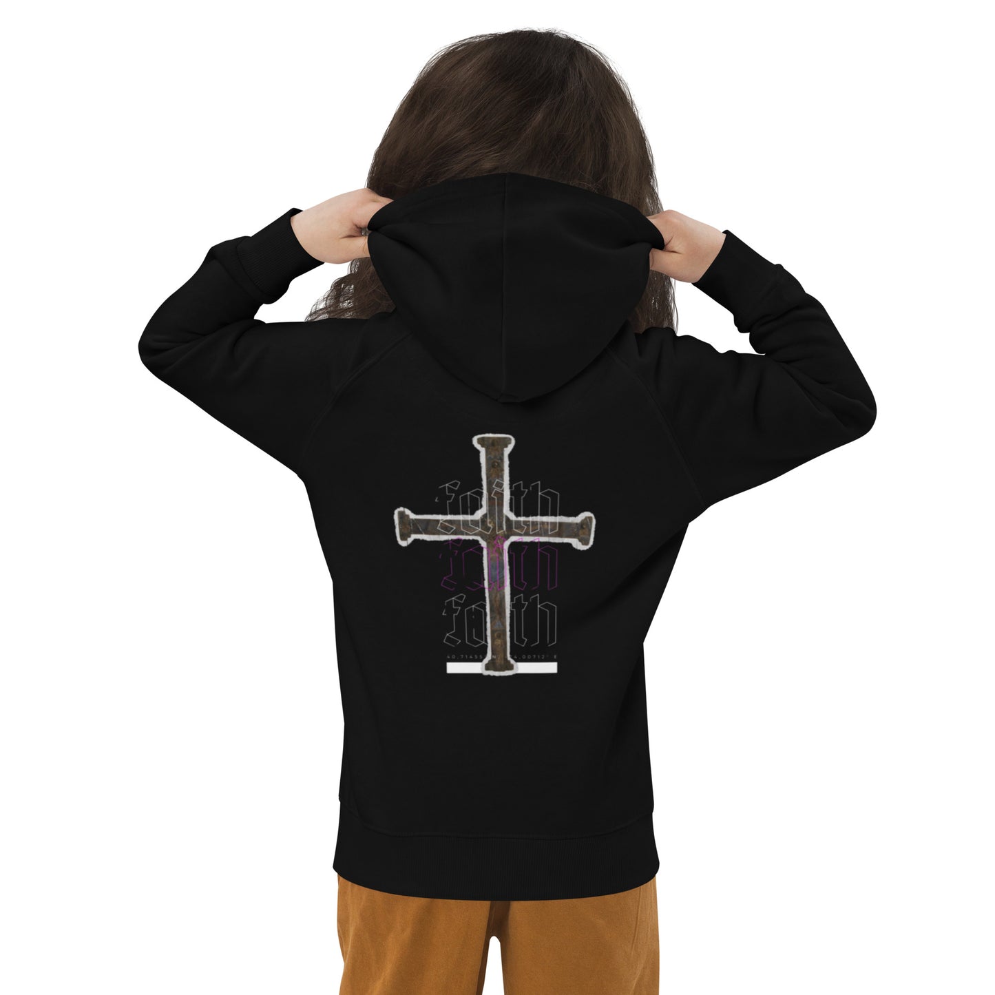 Kids eco hoodie / Graphic hoodie with a cross