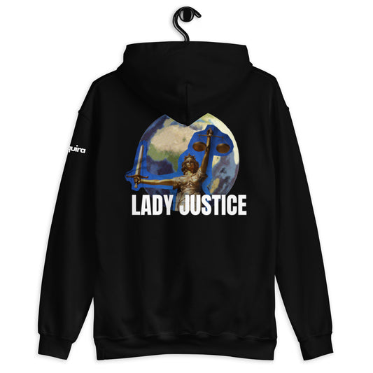 coolane lady of Justice & letter Graphic Drawstring Thermal lined Hoodie