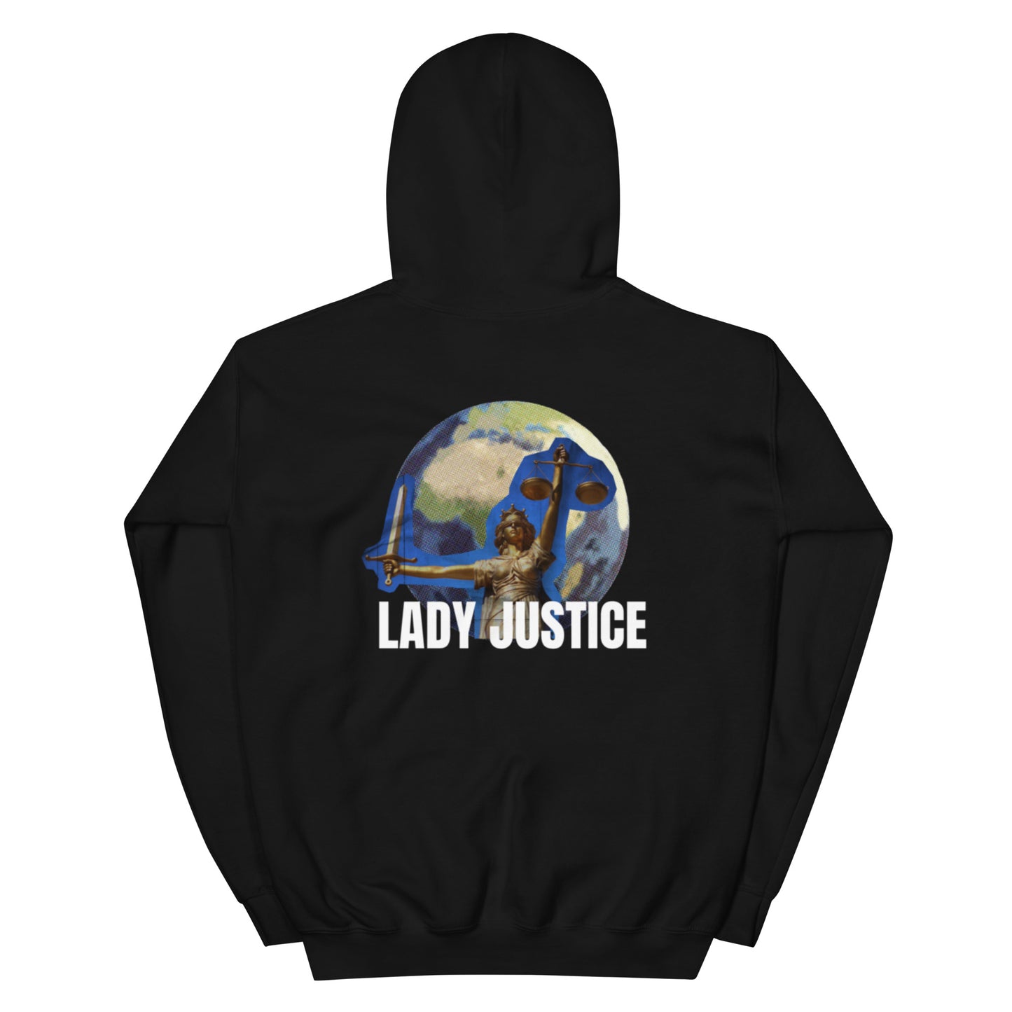 coolane lady of Justice & letter Graphic Drawstring Thermal lined Hoodie