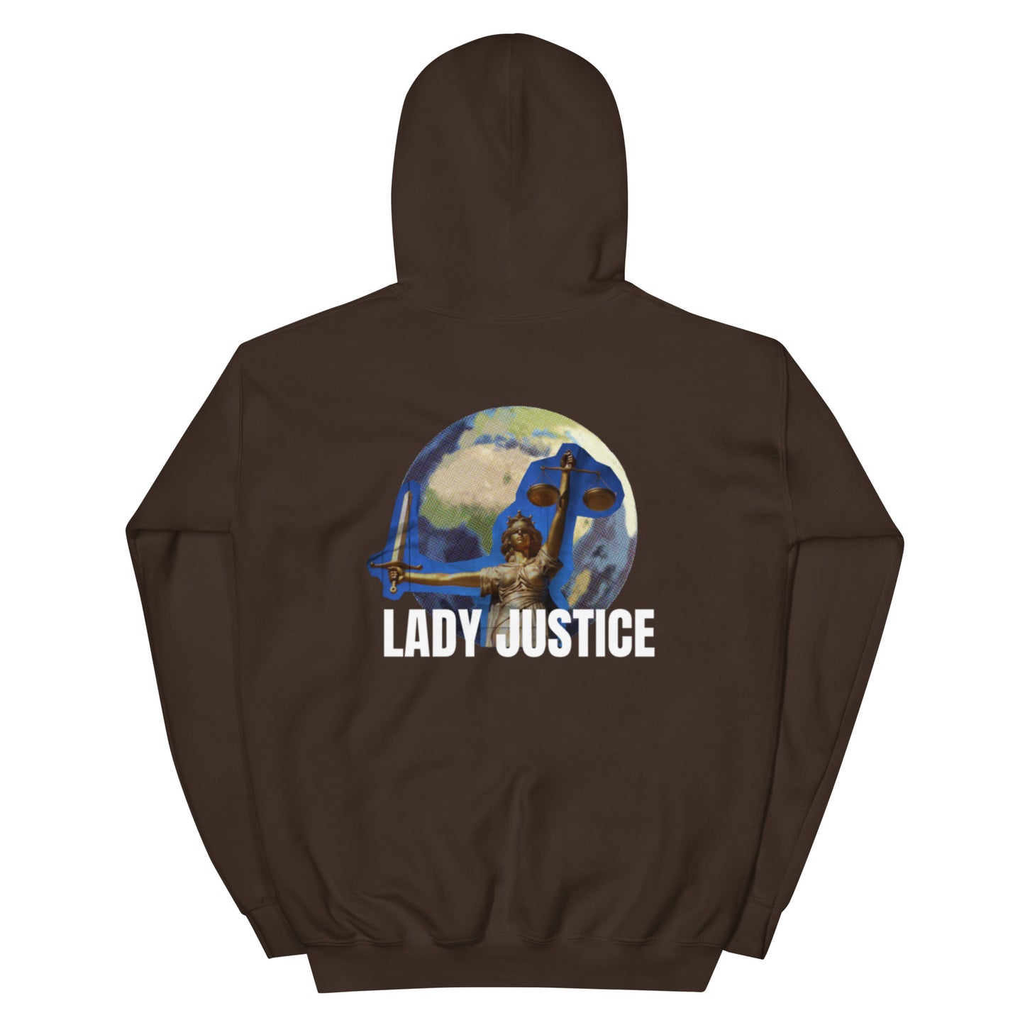 coolane lady of Justice & letter Graphic Drawstring Thermal lined Hoodie