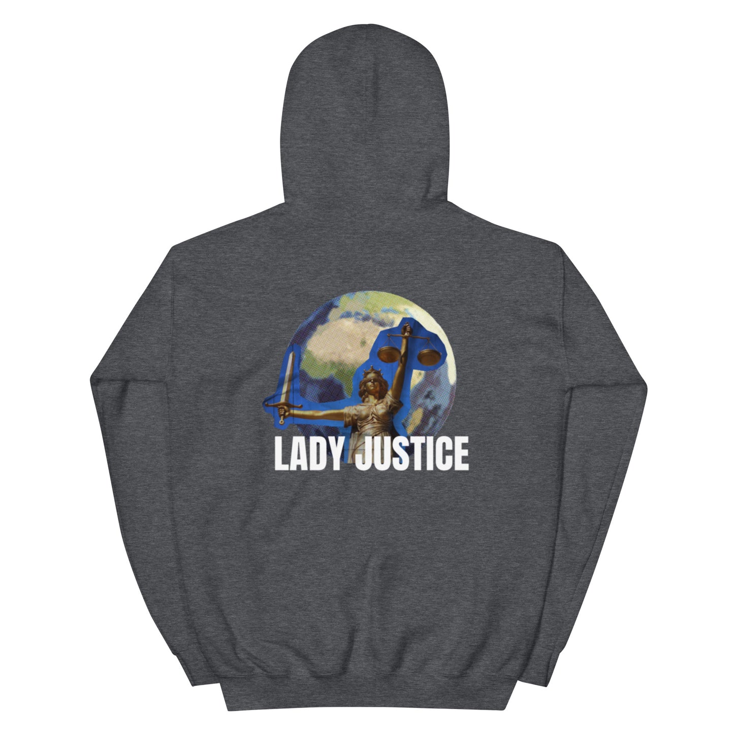 coolane lady of Justice & letter Graphic Drawstring Thermal lined Hoodie