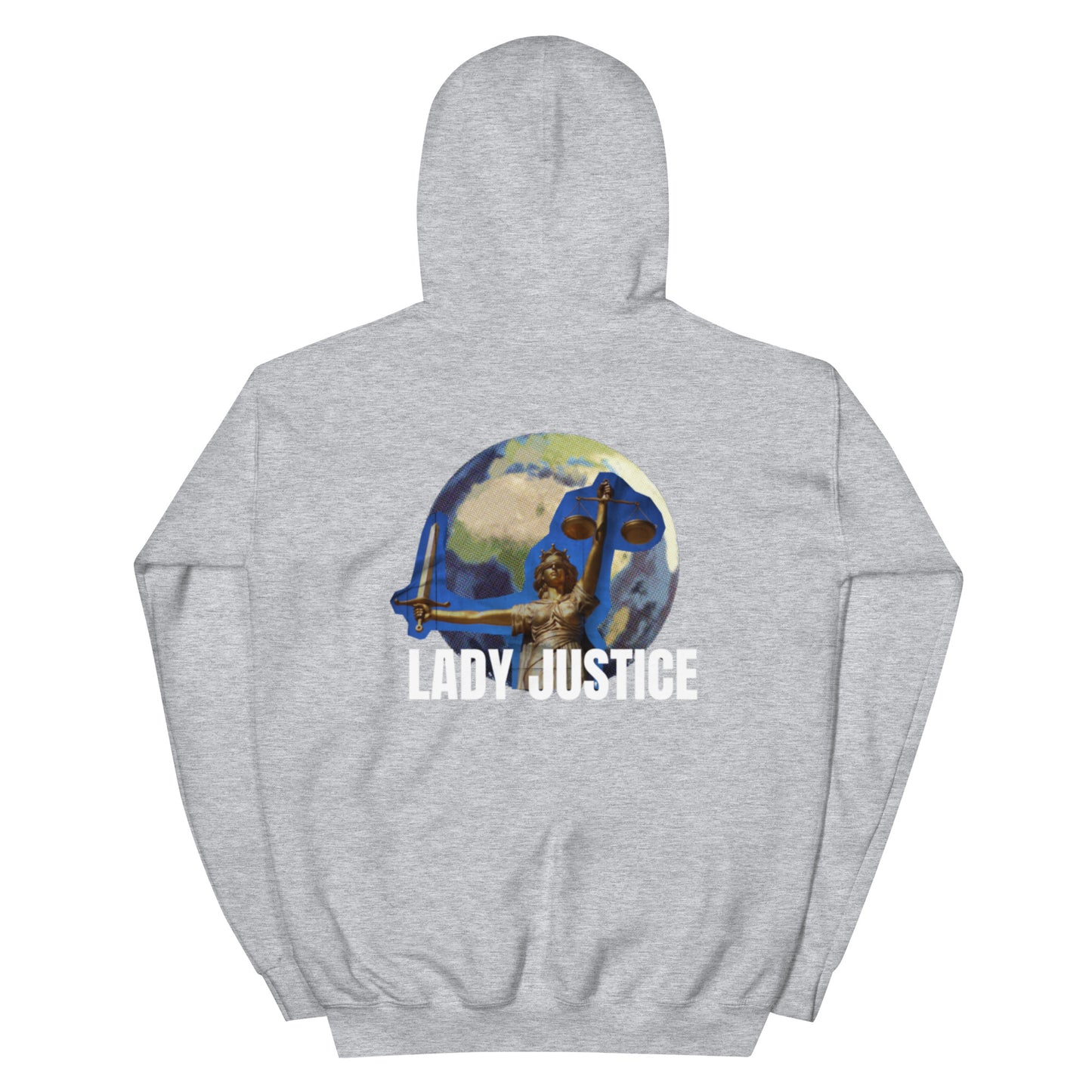 coolane lady of Justice & letter Graphic Drawstring Thermal lined Hoodie