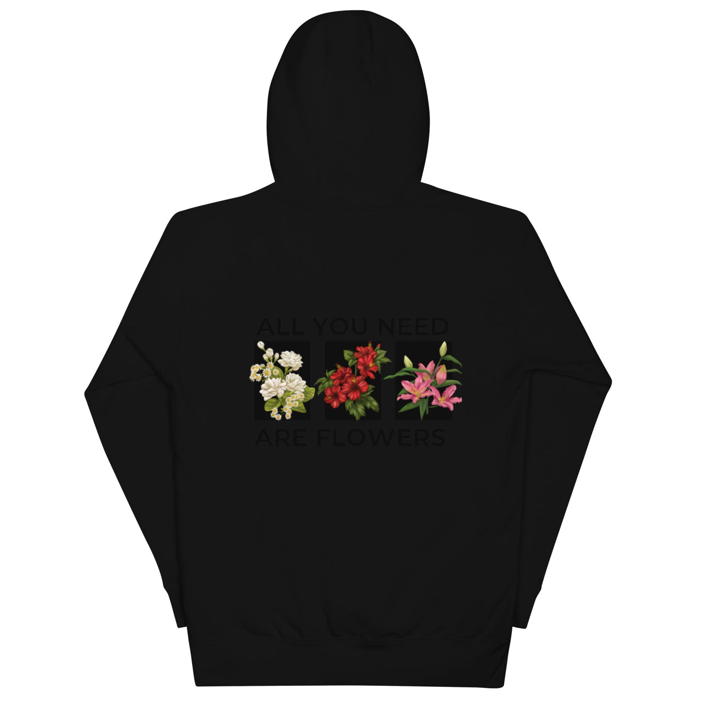 Floral & Slogan Graphic Draestring Thermal lined Hoodie