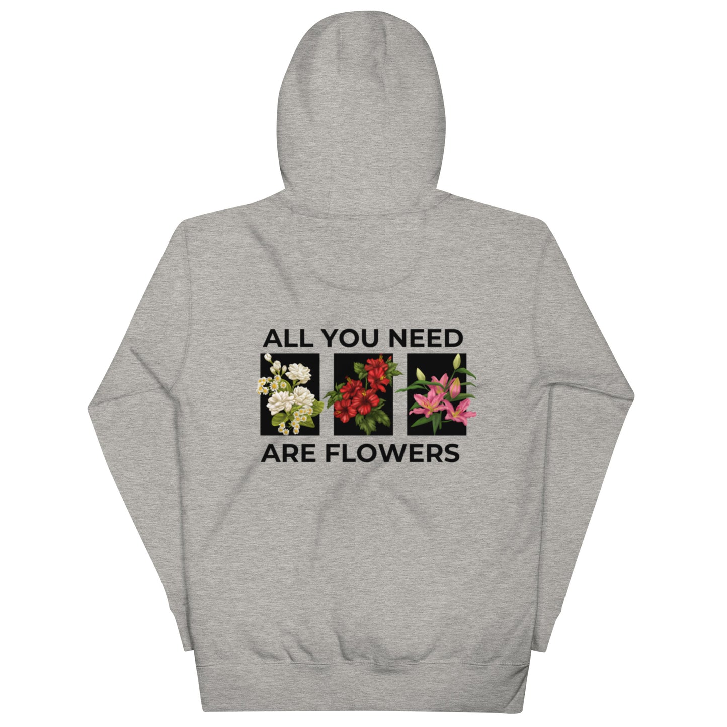 Floral & Slogan Graphic Draestring Thermal lined Hoodie