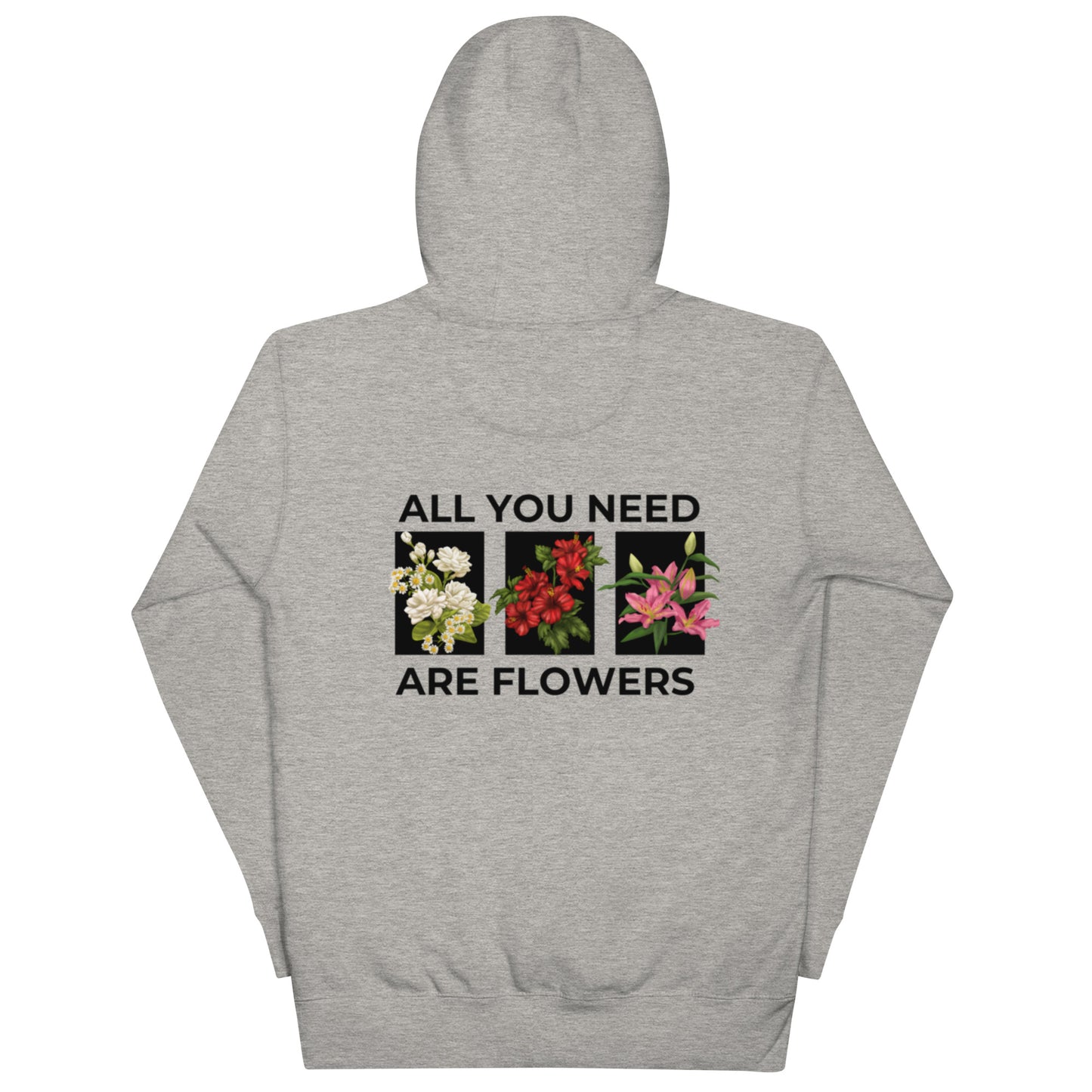 Floral & Slogan Graphic Draestring Thermal lined Hoodie