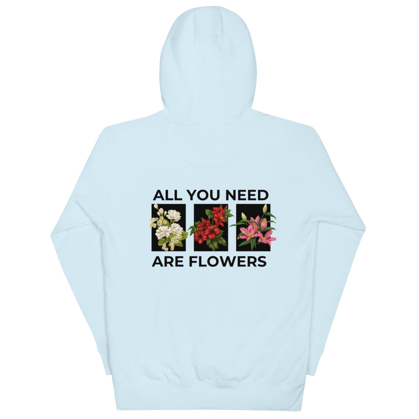 Floral & Slogan Graphic Draestring Thermal lined Hoodie