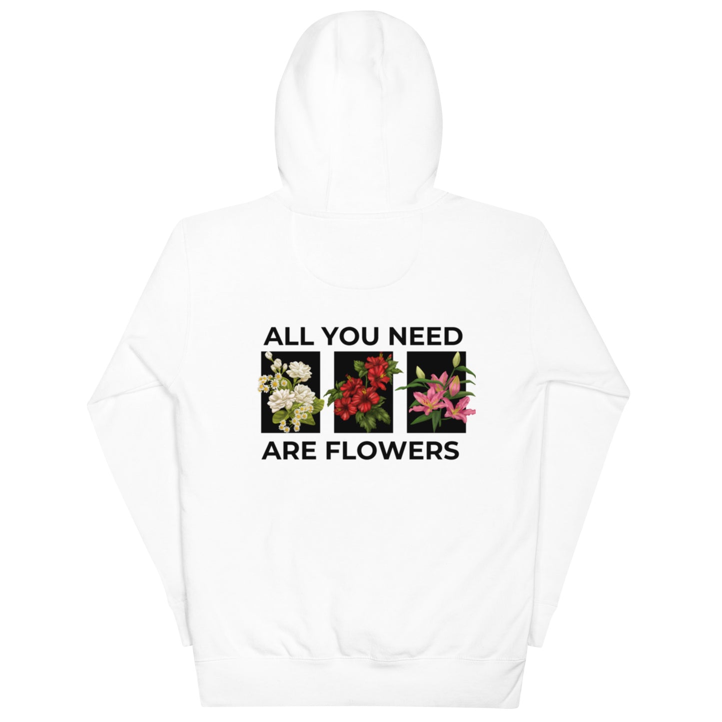 Floral & Slogan Graphic Draestring Thermal lined Hoodie